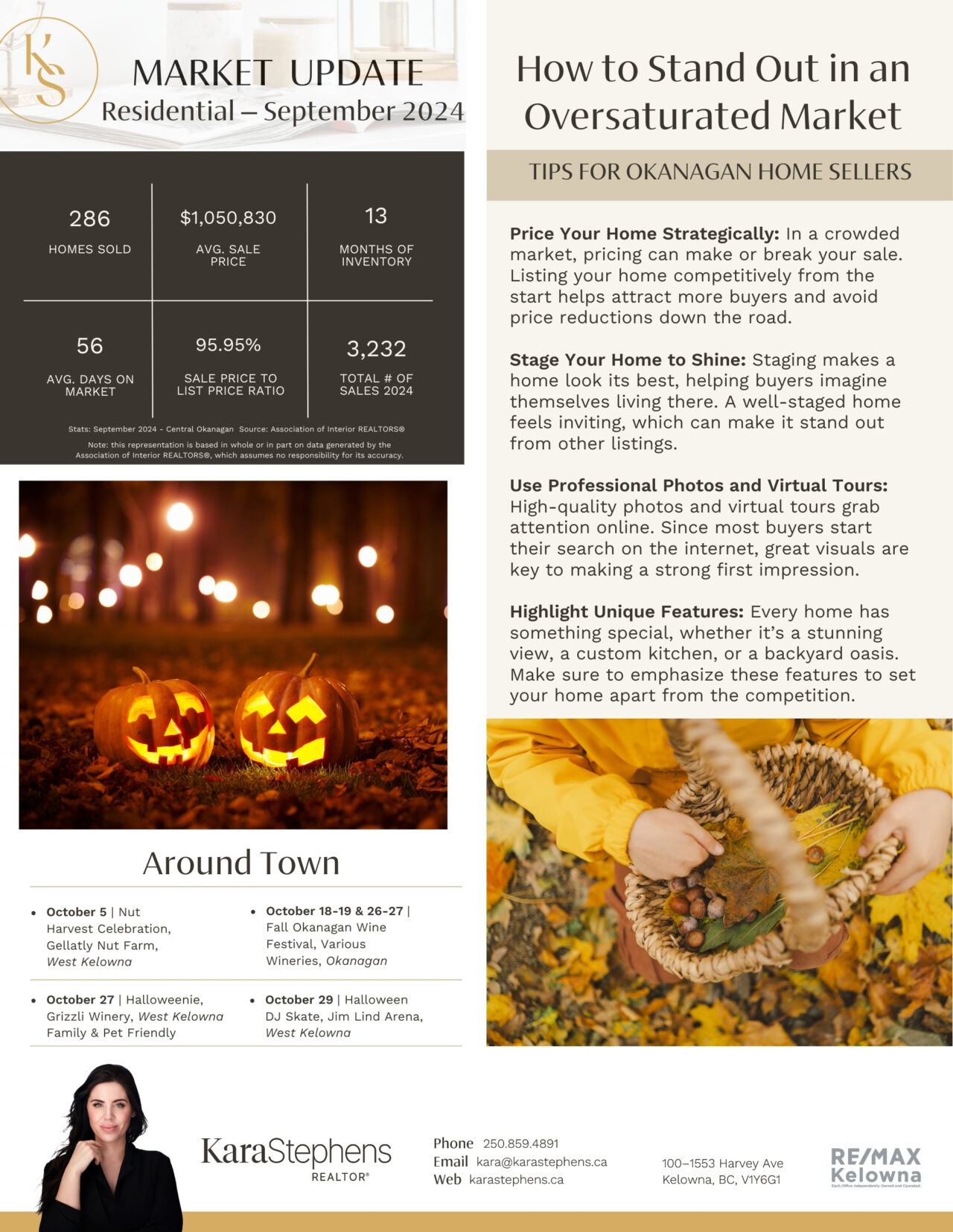 October 2024 newsletter, page 2: September market figures, local events, and selling in a busy market.