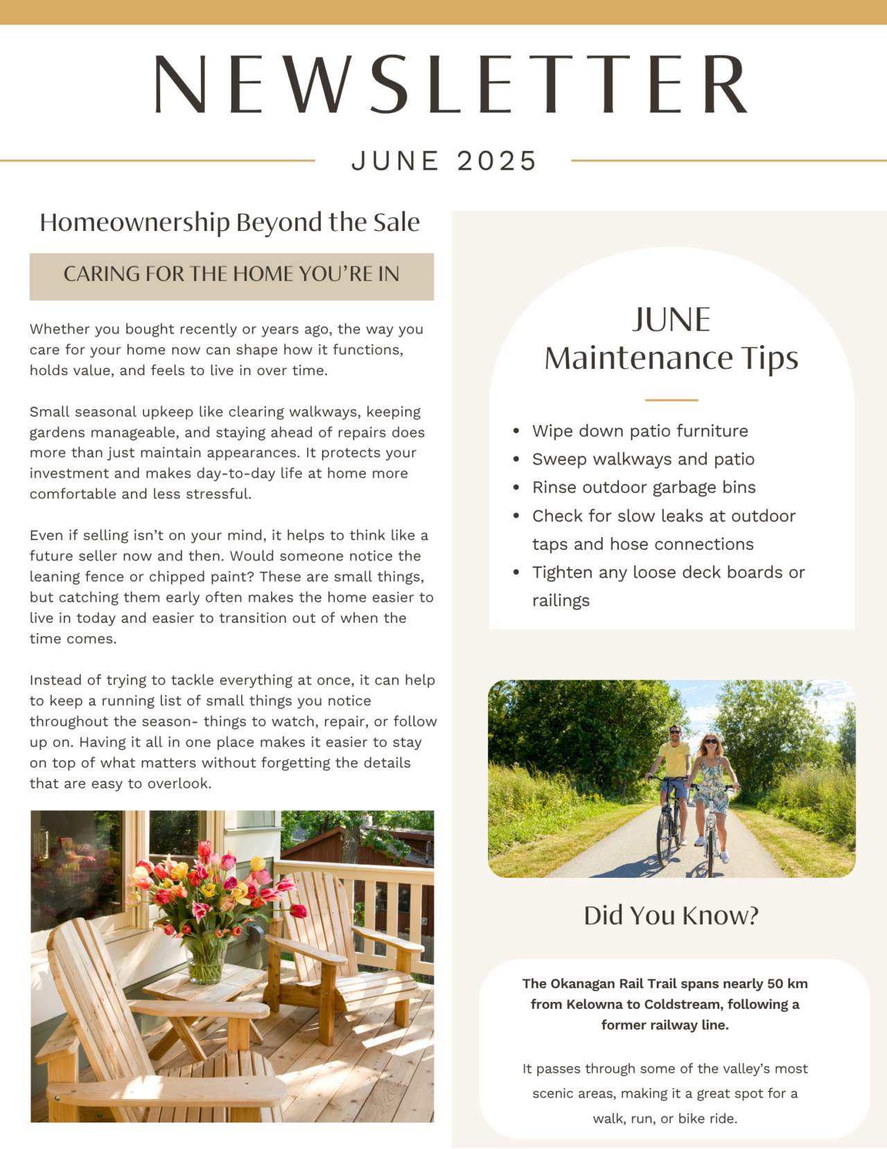 June 2025 newsletter, page 1: homeownership beyond the sale and seasonal maintenance.