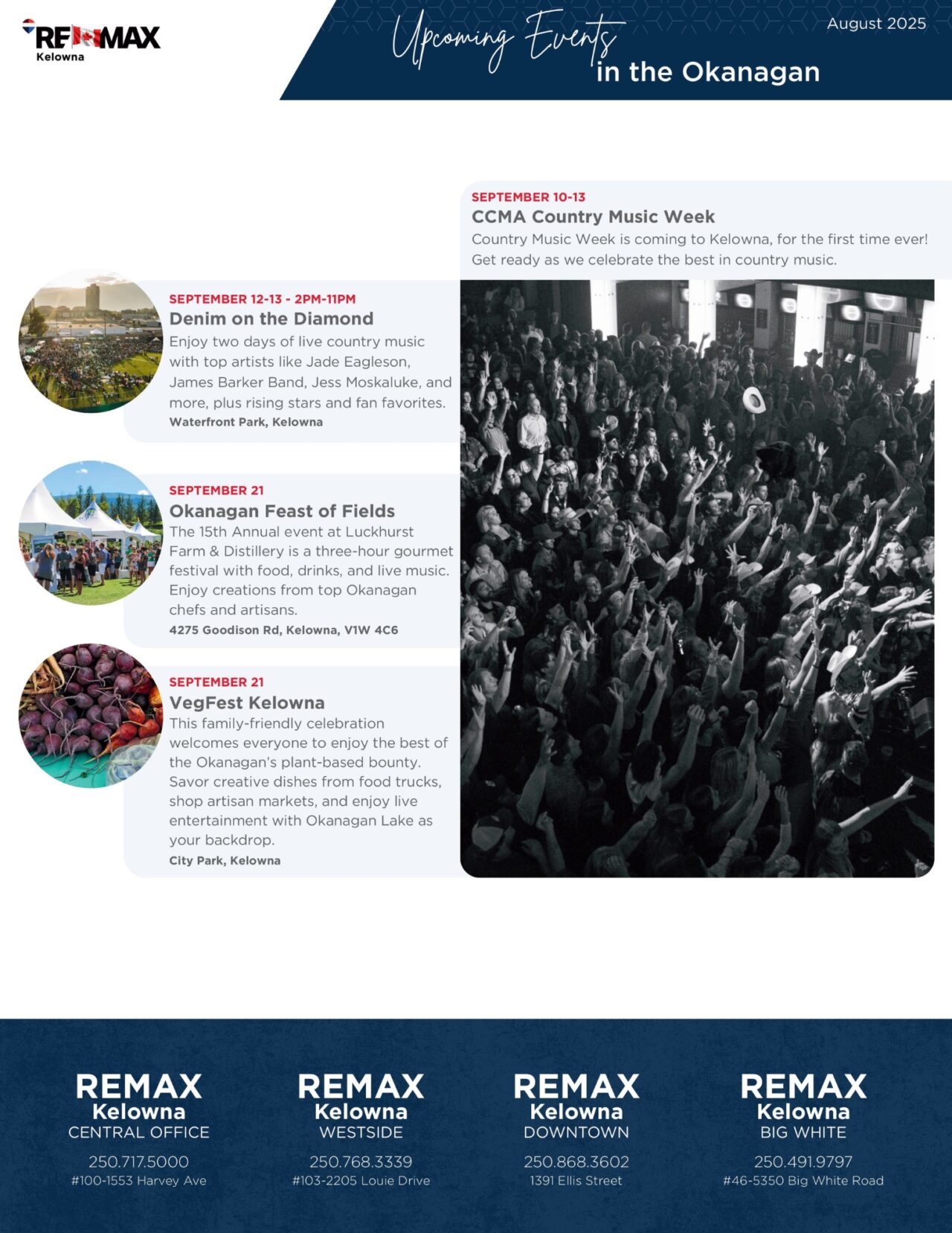 September 2025 newsletter, page 6: upcoming Okanagan events.