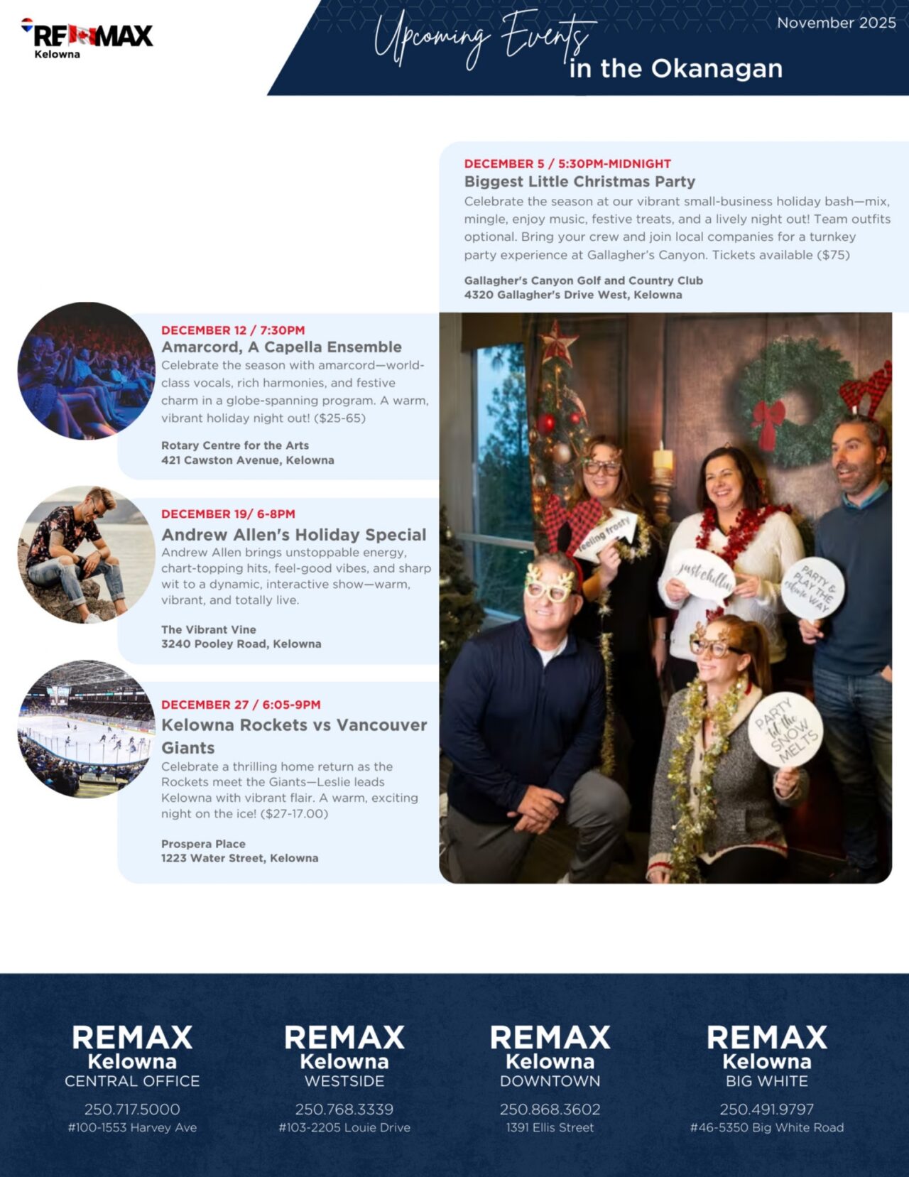 December 2025 newsletter, page 6: upcoming Okanagan events.