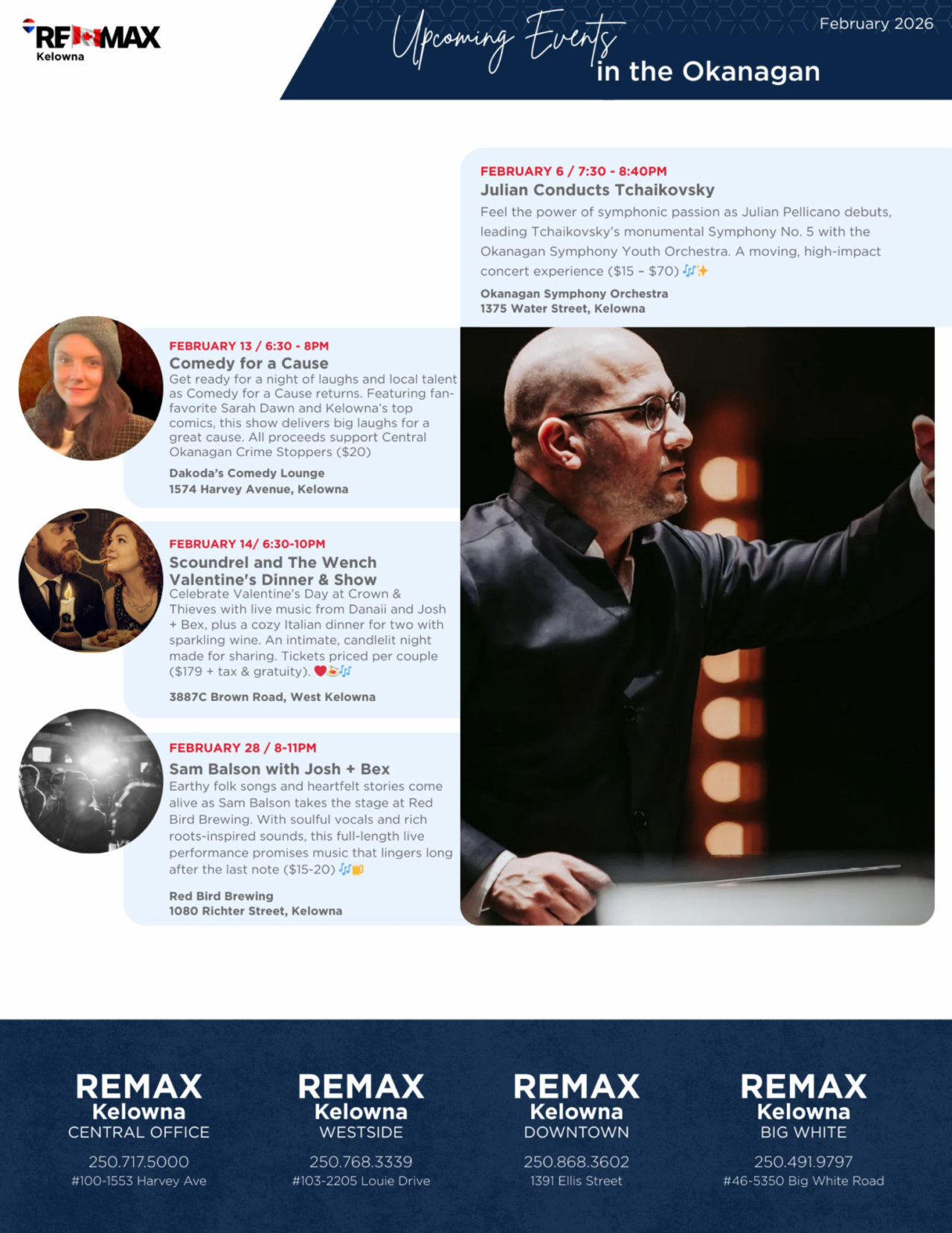 February 2026 newsletter, page 6: upcoming Okanagan events.